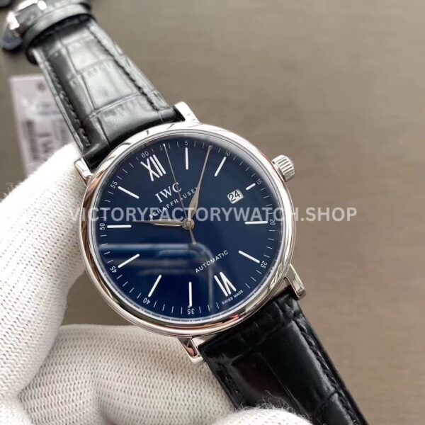 MKS Factory IWC Portofino IW356523 40mm Steel Leather Strap Roman Numerals Blue Dial (2) MKS Factory IWC Portofino IW356523 40mm Steel Leather Strap Roman Numerals Blue Dial