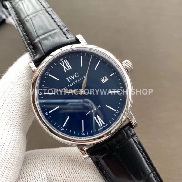 MKS Factory IWC Portofino IW356523 40mm Steel Leather Strap Roman Numerals Blue Dial (6) MKS Factory IWC Portofino IW356523 40mm Steel Leather Strap Roman Numerals Blue Dial
