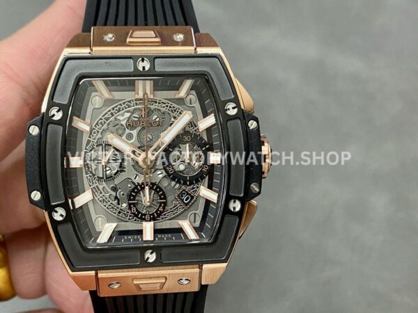 MS Factory Hublot Spirit of Big Bang 642.OM.0180.RX 42mm Rose Gold Rubber Strap Ceramic Bezel Skeletonized Dial (9) MS Factory Hublot Spirit of Big Bang 642.OM.0180.RX 42mm replica watch