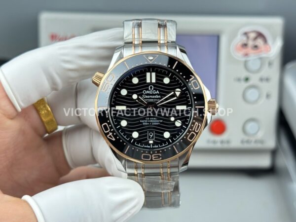 OR Factory Omega Seamaster half rose gold black dial