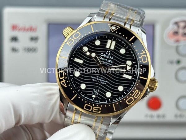 OR Factory Omega Seamaster Diver 300M 210.20.42.20.01.002 42mm Half Yellow Gold Black Dial