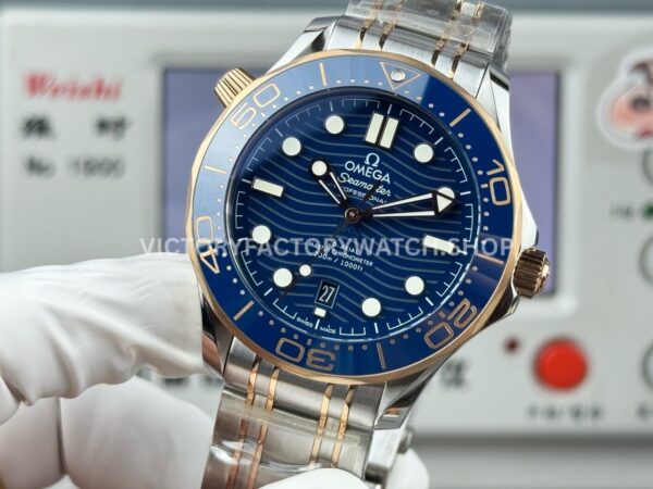 OR Factory Omega Seamaster Diver 300M 210.20.42.20.03.001 42mm Half Yellow Gold Blue Dial