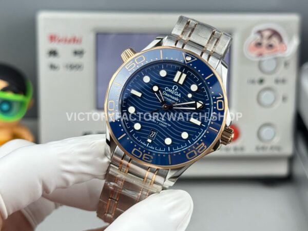 OR Factory Omega Seamaster Diver 300M 210.20.42.20.03.001 42mm Half Yellow Gold Blue Dial
