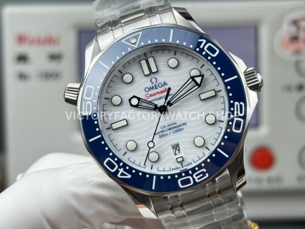 OR Factory Omega Seamaster Diver 300M 210.30.42.20.04.002 42mm Full Steel Blue Ceramic Bezel White Dial
