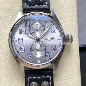 TW Factory IWC Big Pilot 46mm Arabic Numerals Silver Dial (10) TW Factory IWC Big Pilot silver dial leather strap