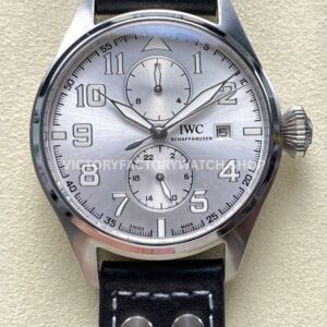 TW Factory IWC Big Pilot 46mm Leather Strap Arabic Numerals Silvery White Dial (10) TW Factory IWC Big Pilot silvery white dial leather strap