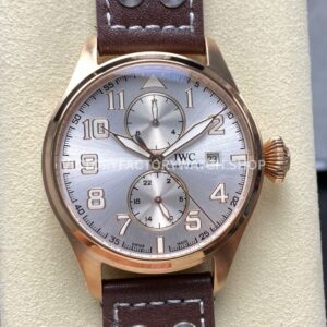 TW Factory IWC Big Pilot 46mm Rose Gold Leather Strap Arabic Numerals Silver Dial (10) TW Factory IWC Big Pilot rose gold silver dial leather strap