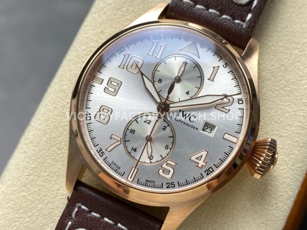 TW Factory IWC Big Pilot 46mm Rose Gold Leather Strap Arabic Numerals Silver Dial (2) TW Factory IWC Big Pilot 46mm Rose Gold Leather Strap Arabic Numerals Silver Dial