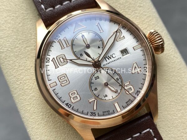 TW Factory IWC Big Pilot 46mm Rose Gold Leather Strap Arabic Numerals Silver Dial (4) TW Factory IWC Big Pilot 46mm Rose Gold Leather Strap Arabic Numerals Silver Dial