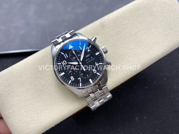 TW Factory IWC Pilot Chronograph IW377710 43mm Full Steel Arabic Numerals Black Dial (3) TW Factory IWC Pilot Chronograph IW377710 43mm Full Steel Arabic Numerals Black Dial