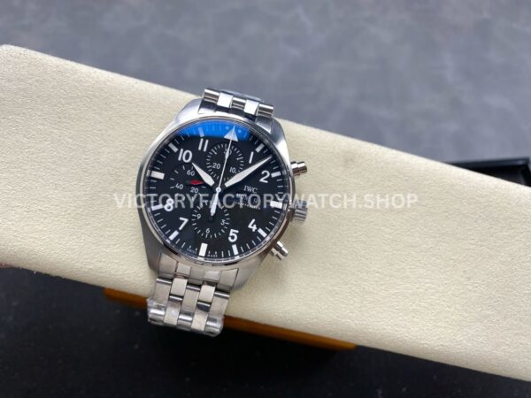 TW Factory IWC Pilot Chronograph IW377710 43mm Full Steel Arabic Numerals Black Dial (4) TW Factory IWC Pilot Chronograph IW377710 43mm Full Steel Arabic Numerals Black Dial