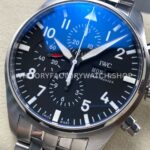 TW Factory IWC Pilot Chronograph IW377710 43mm Full Steel Arabic Numerals Black Dial (5) TW Factory IWC Pilot Chronograph IW377710 43mm Full Steel Arabic Numerals Black Dial