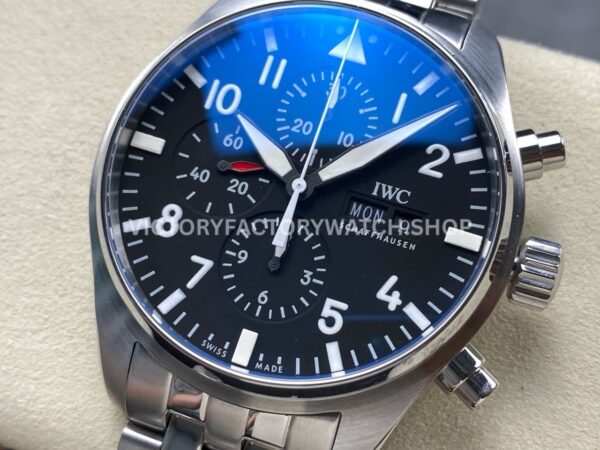 TW Factory IWC Pilot Chronograph IW377710 43mm Full Steel Arabic Numerals Black Dial (5) TW Factory IWC Pilot Chronograph IW377710 43mm Full Steel Arabic Numerals Black Dial