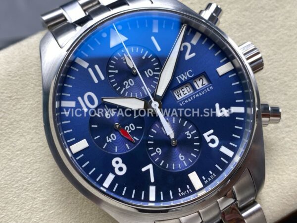 TW Factory IWC Pilot Chronograph IW377717 43mm Full Steel Arabic Numerals blue Dial (1) TW Factory IWC Pilot Chronograph IW377717 43mm Full Steel Arabic Numerals blue Dial