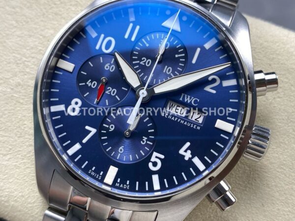 TW Factory IWC Pilot Chronograph IW377717 43mm Full Steel Arabic Numerals blue Dial (9) TW Factory IWC Pilot Chronograph IW377717 43mm Full Steel Arabic Numerals blue Dial