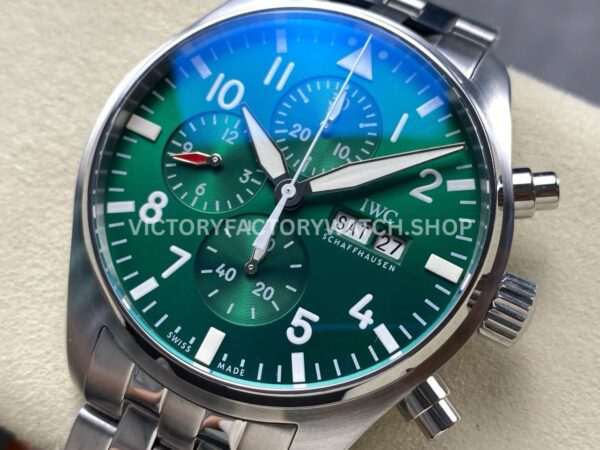 TW Factory IWC Pilot Chronograph IW377726 43mm Full Steel Arabic Numerals Green Dial (3) TW Factory IWC Pilot Chronograph IW377726 43mm Full Steel Arabic Numerals Green Dial