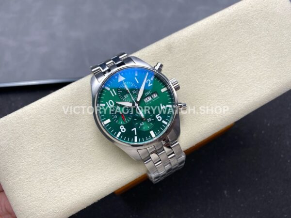 TW Factory IWC Pilot Chronograph IW377726 43mm Full Steel Arabic Numerals Green Dial (4) TW Factory IWC Pilot Chronograph IW377726 43mm Full Steel Arabic Numerals Green Dial