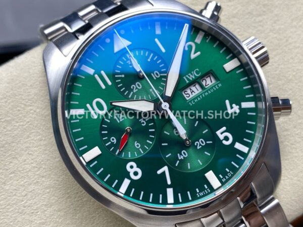 TW Factory IWC Pilot Chronograph IW377726 43mm Full Steel Arabic Numerals Green Dial (8) TW Factory IWC Pilot Chronograph IW377726 43mm Full Steel Arabic Numerals Green Dial