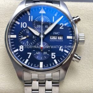 TW Factory IWC Pilot Chronograph IW378004 43mm Full Steel Arabic Numerals Blue Dial (1) TW Factory IWC Pilot Chronograph IW378004 blue dial full steel bracelet