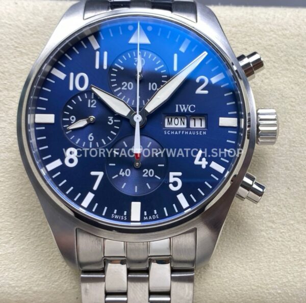 TW Factory IWC Pilot Chronograph IW378004 43mm Full Steel Arabic Numerals Blue Dial (1) TW Factory IWC Pilot Chronograph IW378004 blue dial full steel bracelet