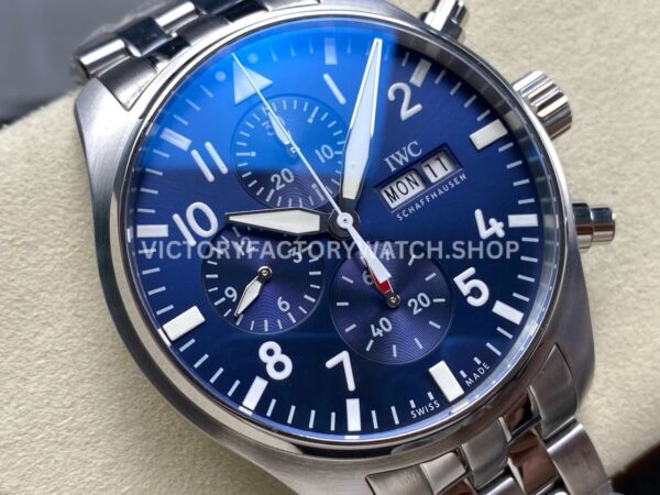 TW Factory IWC Pilot Chronograph IW378004 43mm Full Steel Arabic Numerals Blue Dial (8) TW Factory IWC Pilot Chronograph IW378004 43mm Full Steel Arabic Numerals Blue Dial