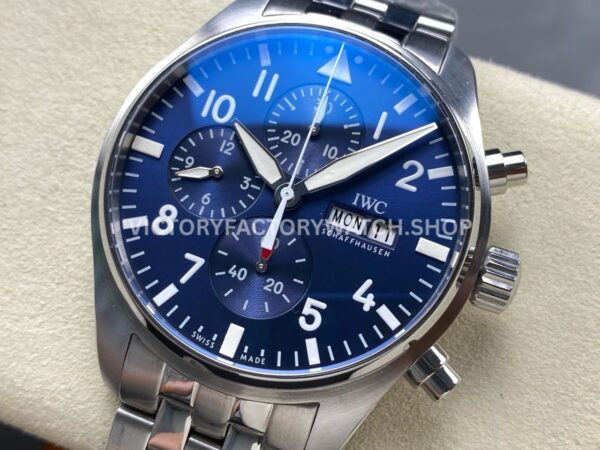 TW Factory IWC Pilot Chronograph IW378004 43mm Full Steel Arabic Numerals Blue Dial (9) TW Factory IWC Pilot Chronograph IW378004 43mm Full Steel Arabic Numerals Blue Dial