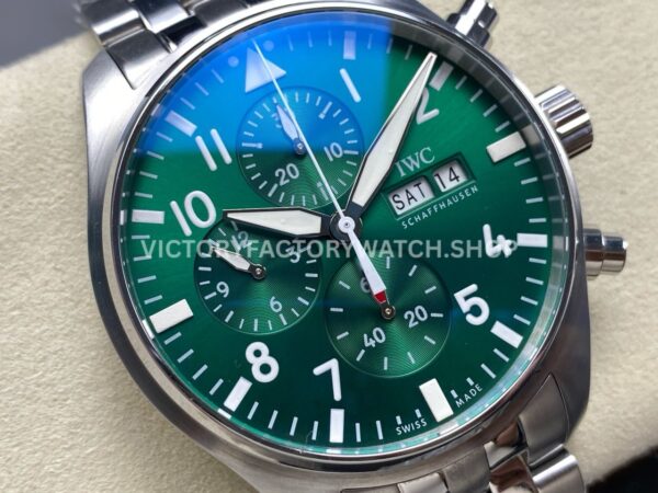 TW Factory IWC Pilot Chronograph IW378006 43mm Full Steel Arabic Numerals Green Dial (8) TW Factory IWC Pilot Chronograph IW378006 43mm Full Steel Arabic Numerals Green Dial