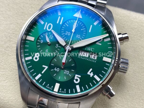 TW Factory IWC Pilot Chronograph IW378006 43mm Full Steel Arabic Numerals Green Dial (9) TW Factory IWC Pilot Chronograph IW378006 43mm Full Steel Arabic Numerals Green Dial