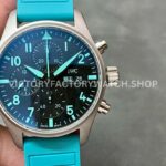 TW Factory IWC Pilot Chronograph IW388108 41mm Titanium Rubber Strap Blue Arabic Numerals Black Dial (6) TW Factory IWC Pilot Chronograph IW388108 blue rubber strap black dial