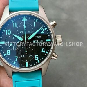 TW Factory IWC Pilot Chronograph IW388108 41mm Titanium Rubber Strap Blue Arabic Numerals Black Dial (6) TW Factory IWC Pilot Chronograph IW388108 blue rubber strap black dial
