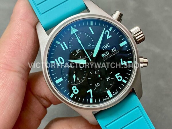 TW Factory IWC Pilot Chronograph IW388108 41mm Titanium Rubber Strap Blue Arabic Numerals Black Dial (9) TW Factory IWC Pilot Chronograph IW388108 41mm Titanium Rubber Strap Arabic Numerals Black Dial