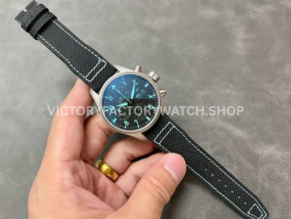 TW Factory IWC Pilot Chronograph IW388108 41mm Titanium Textile Strap Blue Arabic Numerals Black Dial (4) TW Factory IWC Pilot Chronograph IW388108 41mm Titanium Textile Strap Blue Arabic Numerals Black Dial