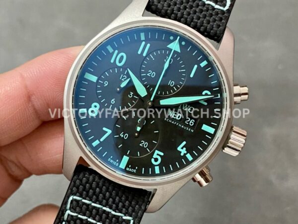 TW Factory IWC Pilot Chronograph IW388108 41mm Titanium Textile Strap Blue Arabic Numerals Black Dial (6) TW Factory IWC Pilot Chronograph IW388108 41mm Titanium Textile Strap Blue Arabic Numerals Black Dial