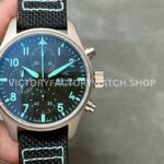 TW Factory IWC Pilot Chronograph IW388108 41mm Titanium Textile Strap Blue Arabic Numerals Black Dial (7) TW Factory IWC Pilot Chronograph IW388108 blue textile strap black dial