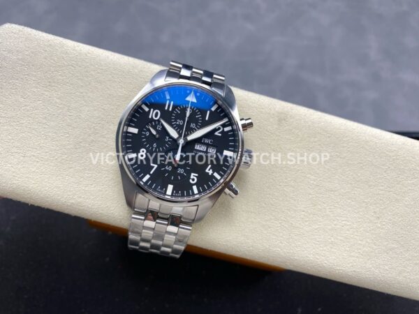 TW Factory IWC Pilot Chronograph IW388113 43mm Full Steel Arabic Numerals Black Dial (3) TW Factory IWC Pilot Chronograph IW388113 43mm Full Steel Arabic Numerals Black Dial