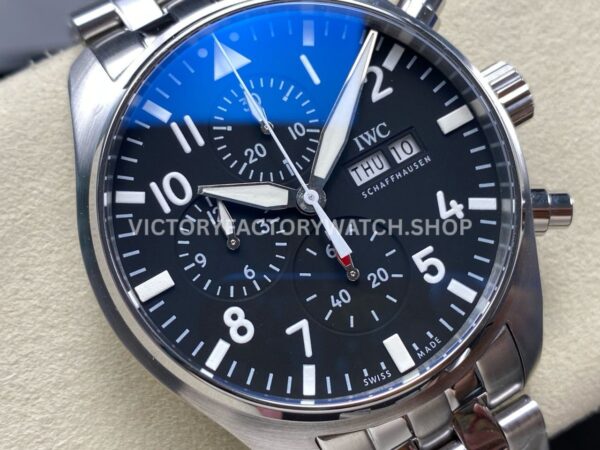 TW Factory IWC Pilot Chronograph IW388113 43mm Full Steel Arabic Numerals Black Dial (4) TW Factory IWC Pilot Chronograph IW388113 43mm Full Steel Arabic Numerals Black Dial