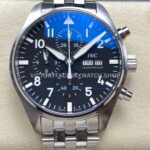 TW Factory IWC Pilot Chronograph IW388113 43mm Full Steel Arabic Numerals Black Dial (9) TW Factory IWC Pilot Chronograph IW388113 black dial steel bracelet