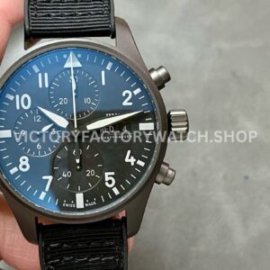 TW Factory IWC Pilot Chronograph Top Gun IW388106 41mm Titanium Textile Strap White Arabic Numerals (4) TW Factory IWC Pilot Chronograph Top Gun IW388106 titanium textile strap black dial