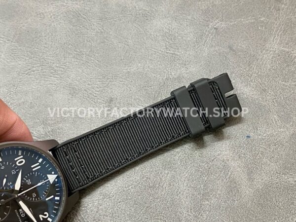 TW Factory IWC Pilot Chronograph Top Gun IW388106 41mm Titanium Textile Strap White Arabic Numerals Bl (1) TW Factory IWC Pilot Chronograph Top Gun IW388106 41mm Titanium Textile Strap White Arabic Numerals Black Dial