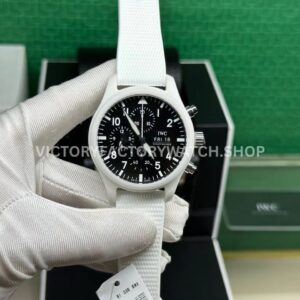 TW Factory IWC Pilot Chronograph Top Gun IW389105 44.5mm Ceramic White Rubber Strap Arabic Numerals (3) TW Factory IWC Top Gun IW389105 black dial white rubber strap