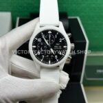 TW Factory IWC Pilot Chronograph Top Gun IW389105 44.5mm Ceramic White Rubber Strap Arabic Numerals Bl (1) TW Factory IWC Pilot Chronograph Top Gun IW389105 44.5mm Ceramic White Rubber Strap Arabic Numerals Black Dial