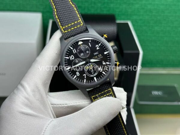 TW Factory IWC Pilot Chronograph Top Gun IW389107 44.5mm Ceramic Canvas Strap Arabic Numerals Black Dial ( TW Factory IWC Pilot Chronograph Top Gun IW389107 44.5mm Ceramic Canvas Strap Arabic Numerals Black Dial