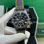 TW Factory IWC Pilot Chronograph Top Gun IW389107 44.5mm Ceramic Canvas Strap Arabic Numerals Black Dial ( (4) TW Factory IWC Top Gun IW389107 black dial canvas strap