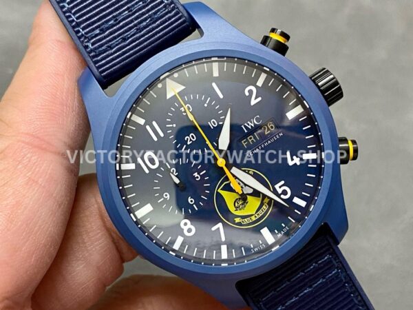 TW Factory IWC Pilot Chronograph Top Gun IW389109 44.5mm Ceramic Blue Rubber Strap Arabic Numerals Blu (8) TW Factory IWC Pilot Chronograph Top Gun IW389109 44.5mm Ceramic Blue Rubber Strap Arabic Numerals Blue Dial