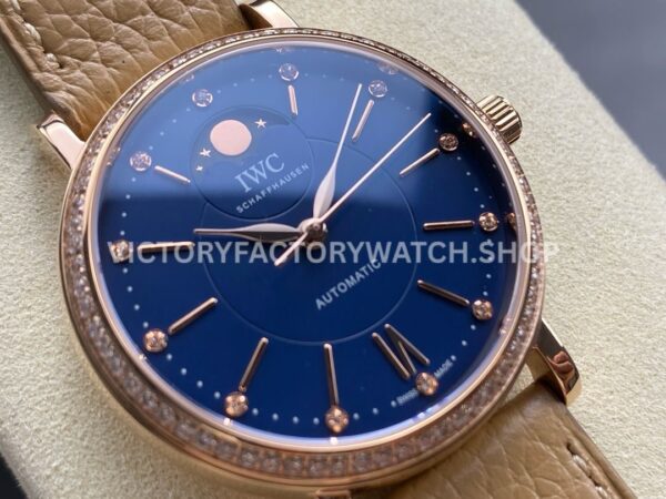 TW Factory IWC Portofino Midsize Automatic Moonphase IW459006 37.1mm Rose Gold Leather Strap Blue Dial (1) TW Factory IWC Portofino Midsize Automatic Moonphase IW459006 37.1mm Rose Gold Leather Strap Blue Dial