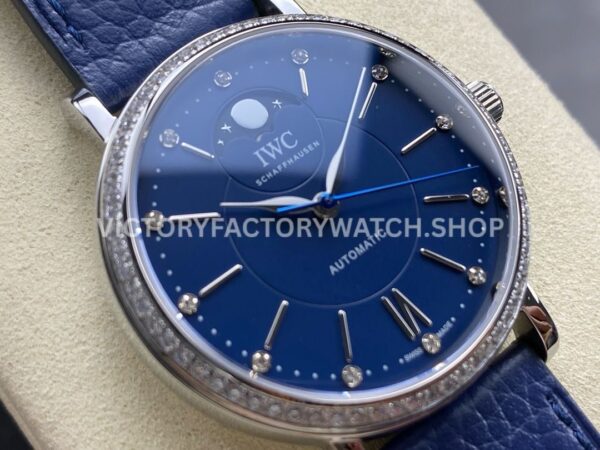 TW Factory IWC Portofino Midsize Automatic Moonphase IW459006 37.1mm Steel Leather Strap Blue Dial (2) TW Factory IWC Portofino Midsize Automatic Moonphase IW459006 37.1mm Steel Leather Strap Blue Dial