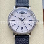 TW Factory IWC Portofino Midsize Automatic Moonphase IW659601 37.1mm Steel Black Leather Strap White Dial (3) TW Factory IWC Portofino Moonphase IW659601 white dial black leather strap
