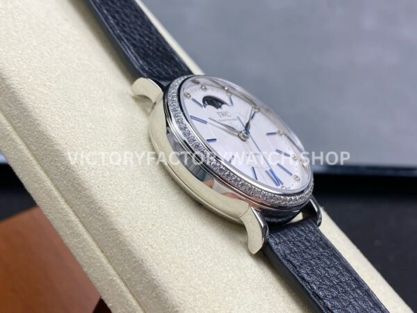 TW Factory IWC Portofino Midsize Automatic Moonphase IW659601 37.1mm Steel Black Leather Strap White Dial (6) TW Factory IWC Portofino Midsize Automatic Moonphase IW659601 37.1mm Steel Black Leather Strap White Dial