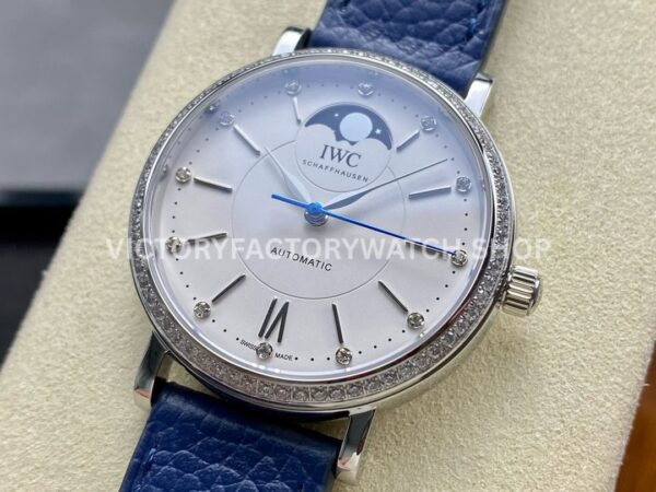 TW Factory IWC Portofino Midsize Automatic Moonphase IW659601 37.1mm Steel Blue Leather Strap White Dial ( (6) TW Factory IWC Portofino Midsize Automatic Moonphase IW659601 37.1mm Steel Blue Leather Strap White Dial