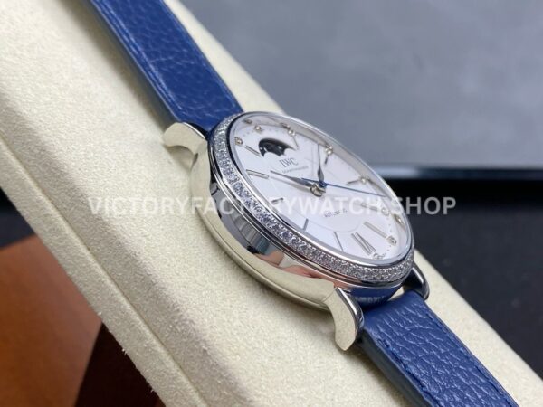 TW Factory IWC Portofino Midsize Automatic Moonphase IW659601 37.1mm Steel Blue Leather Strap White Dial ( (8) TW Factory IWC Portofino Midsize Automatic Moonphase IW659601 37.1mm Steel Blue Leather Strap White Dial